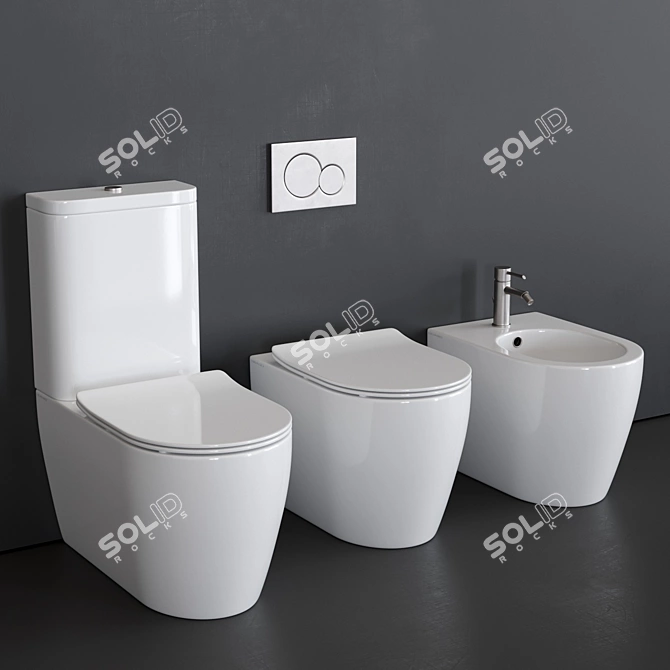 Scarabeo Moon Collection - Toilet, Bidet & Close-Coupled Set 3D model image 1