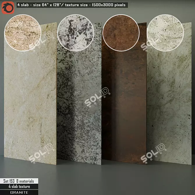High Quality Granite Slab Set 3D model image 1