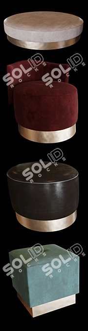 Luxurious Baxter Pouf Set: Draga & Aure Collection 3D model image 2