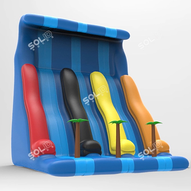 Kids' Party Fun: Inflatable Slide 3D model image 2