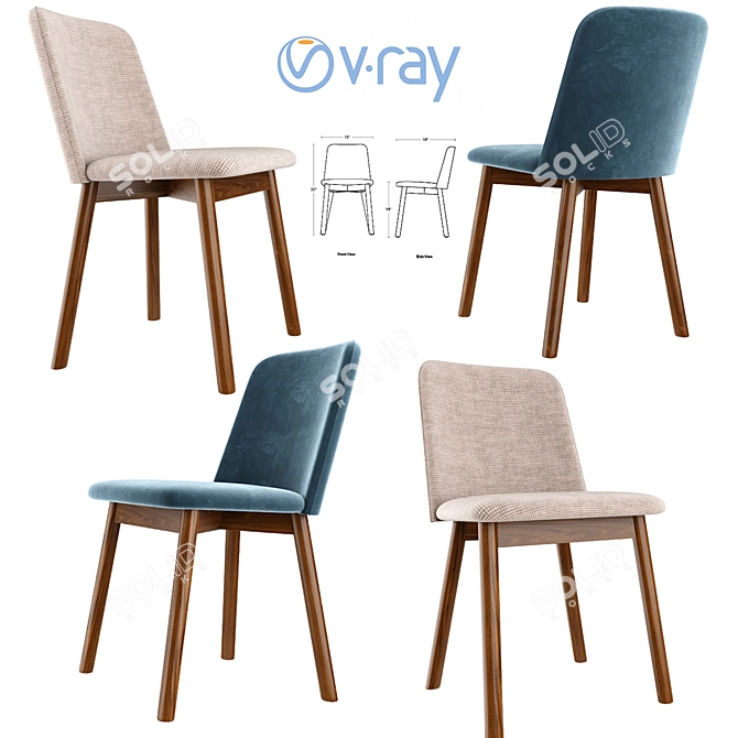 Modern Chip Dining Chair 3D model image 1