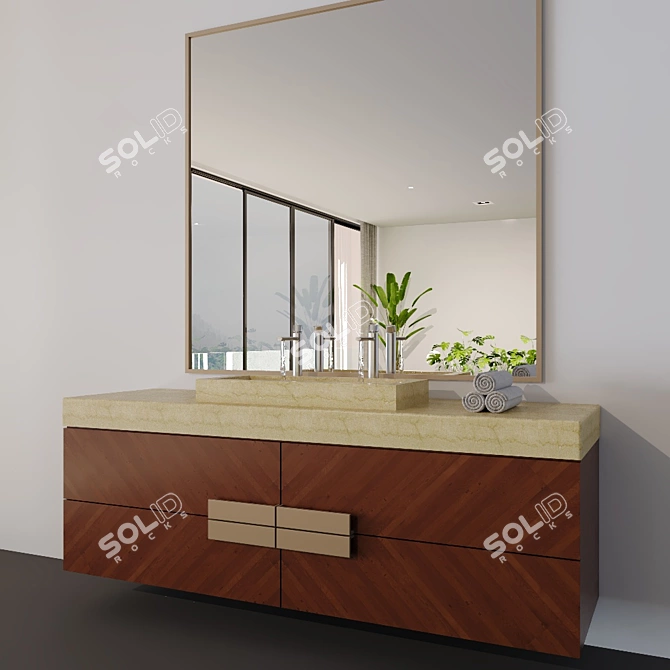 Luxury Bathroom Sink Unit Set with Faucets 3D model image 2