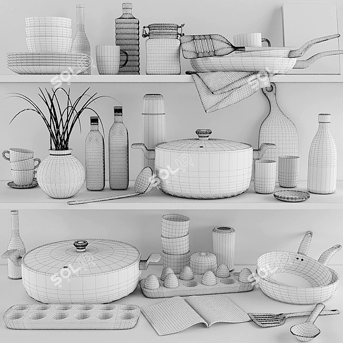 Complete Kitchen Accessory Set 3D model image 3