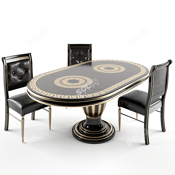 Greek Gothic Dining Table Set 3D model image 1