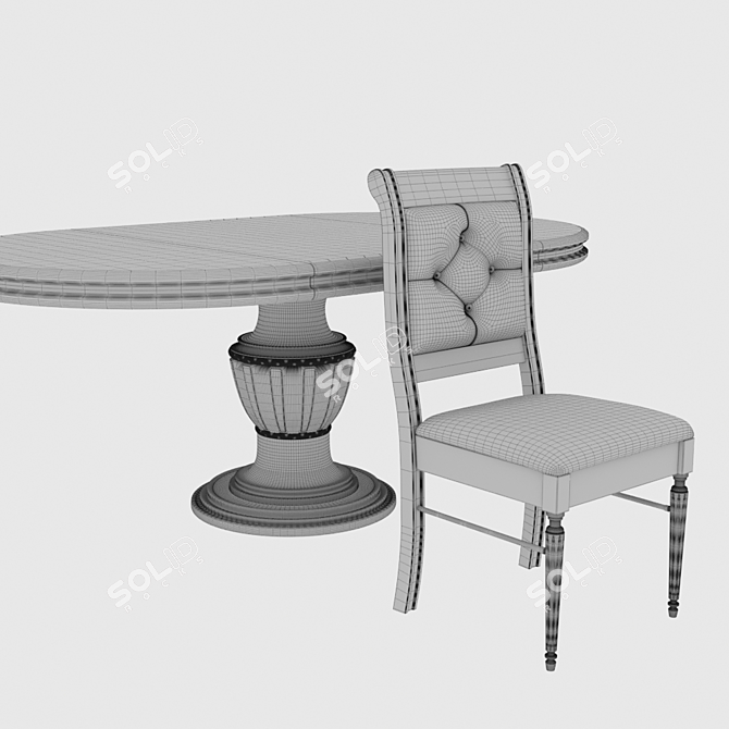 Greek Gothic Dining Table Set 3D model image 3