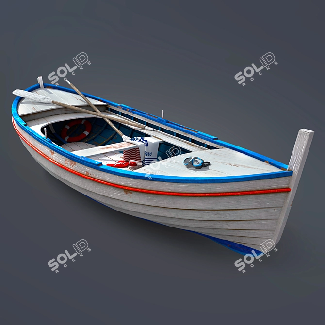 Rustic Wood Canoe 3D model image 1