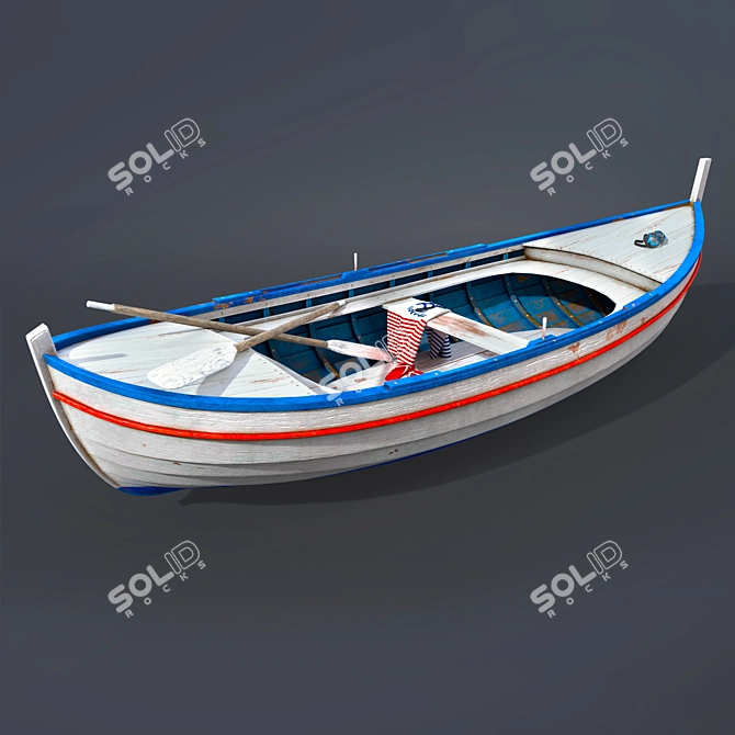 Rustic Wood Canoe 3D model image 2