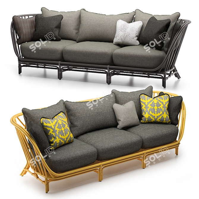 Janus et Cie Kyoto Rattan Sofa 3D model image 1