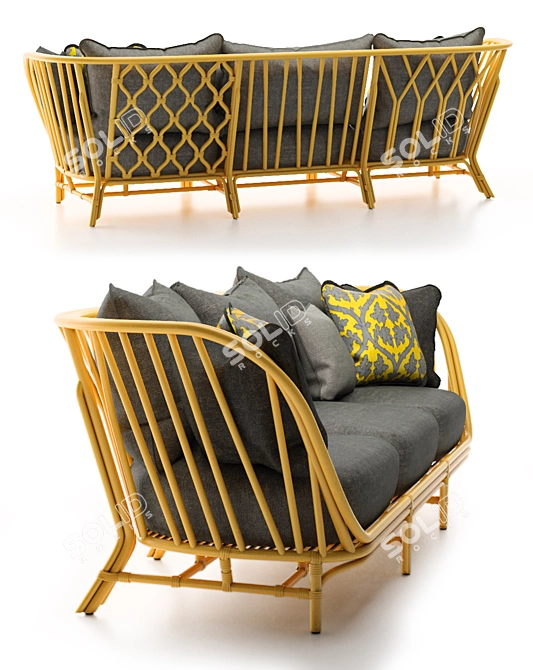 Janus et Cie Kyoto Rattan Sofa 3D model image 2