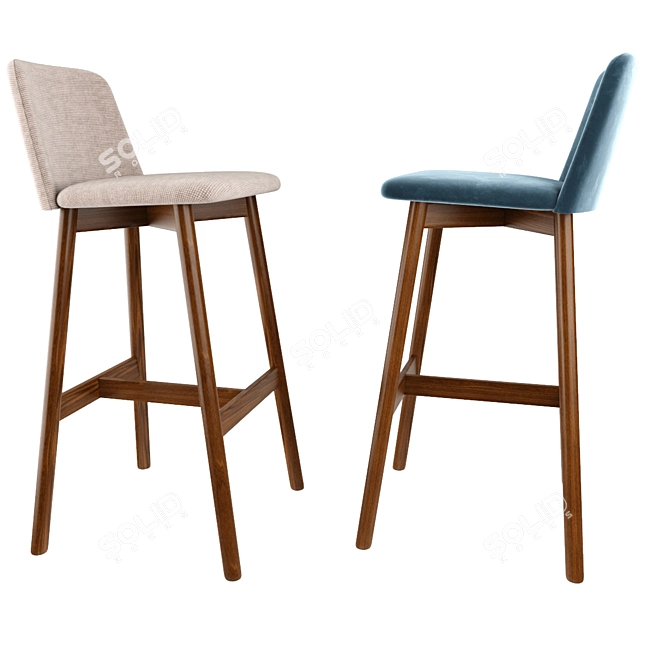 Modern 3D Bar Stool - Obj Format 3D model image 2