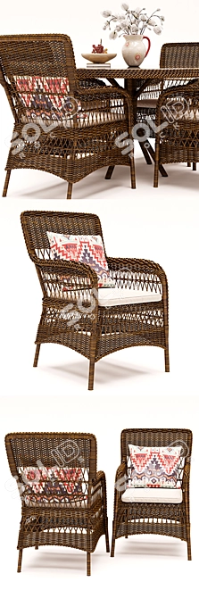 Georgia Garden Rattan Dining Set 3D model image 2