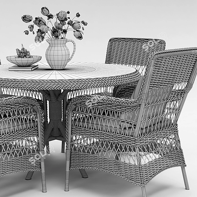 Georgia Garden Rattan Dining Set 3D model image 3