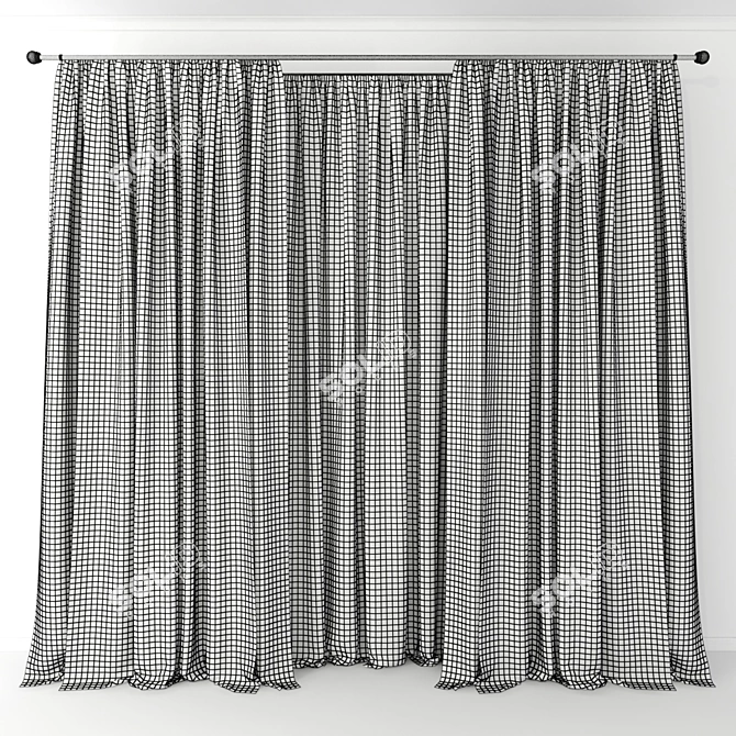 Elegant Window Drapes 3D model image 2