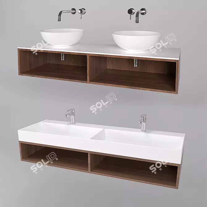 Italian Bath Set with Falper Vanity and Bongio Mixer 3D model image 1