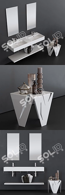 Teorema 2.0 Double Ceramic Washbasin 3D model image 2