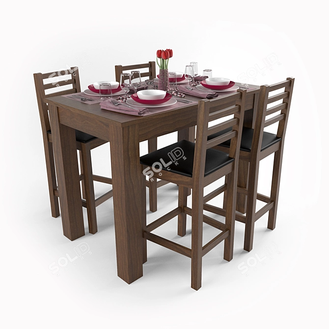 Modern Aurora Dining Set 3D model image 1