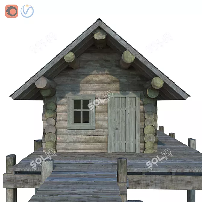 Dockside Log Home 3D model image 1