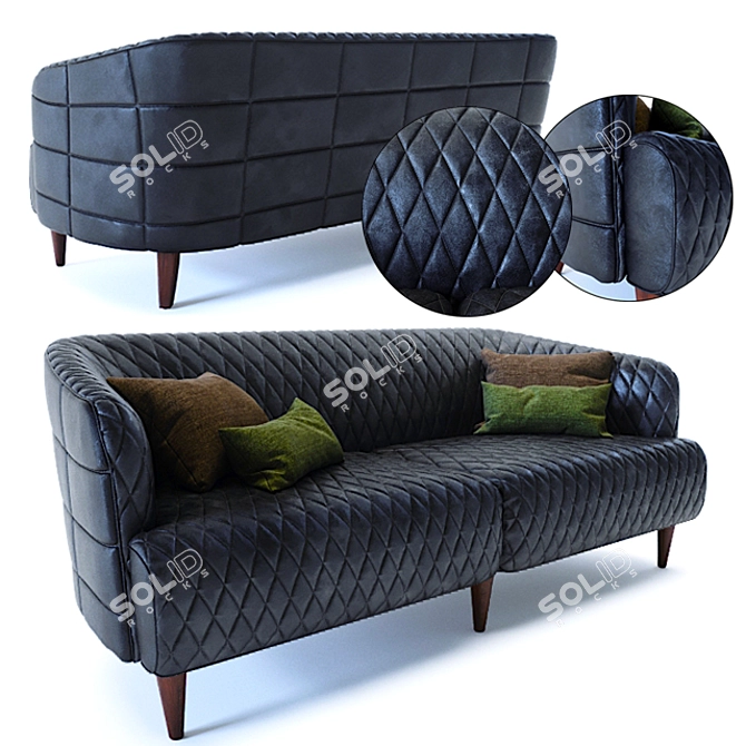 Elegant Leather Loft Sofa 4057 3D model image 1