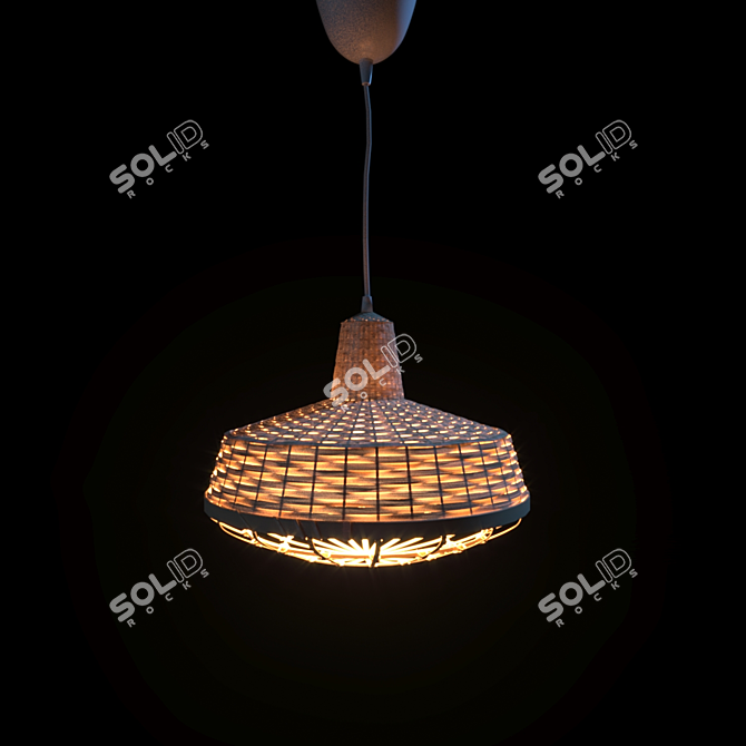 Industrial Bamboo Pendant Lamp 24cm 3D model image 1