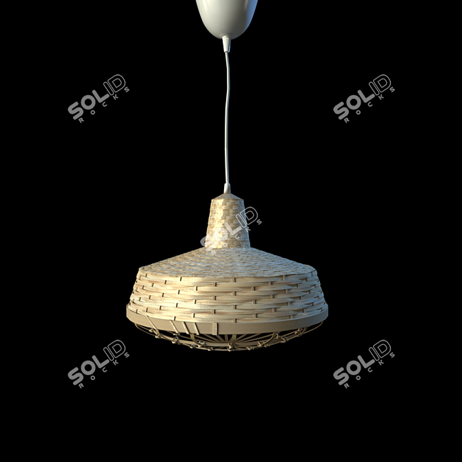 Industrial Bamboo Pendant Lamp 24cm 3D model image 2