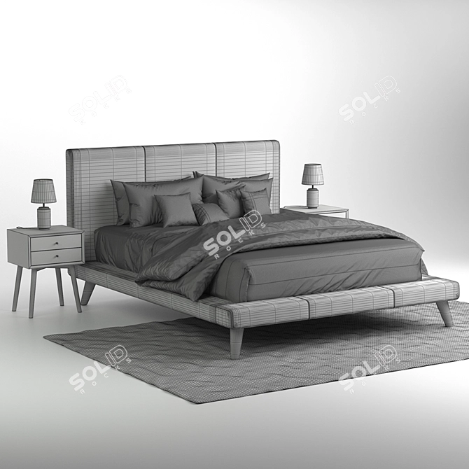 Modern Leather Bed: Sleek and Stylish 3D model image 3