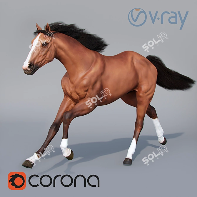 Energetic Equine Sculpture 3D model image 1