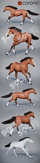 Energetic Equine Sculpture 3D model image 2