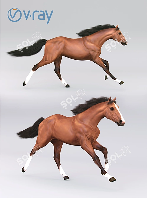 Energetic Equine Sculpture 3D model image 3