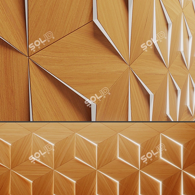 Illuminated Wood Wall Panel 3D model image 1