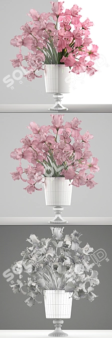 Pink Iris Bouquet: Elegant and Fragrant 3D model image 3