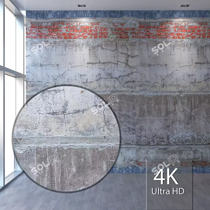 Seamless 4K Concrete Wall Texture 3D model image 1