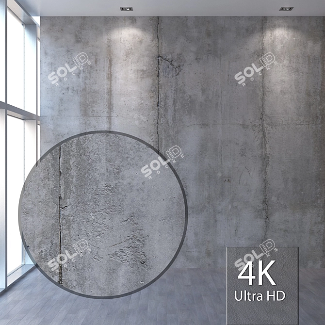 Seamless 4K Concrete Wall 3D model image 1