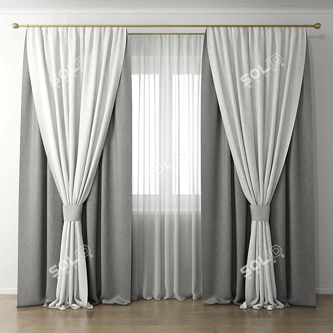 Elegant Window Drapes 3D model image 1