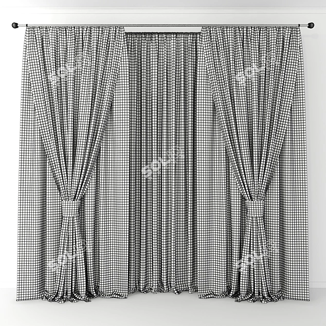 Elegant Window Drapes 3D model image 2