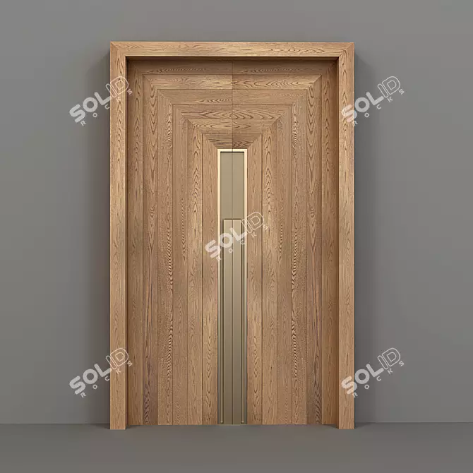  Custom Oak Wood Double-Faced Doors 3D model image 1