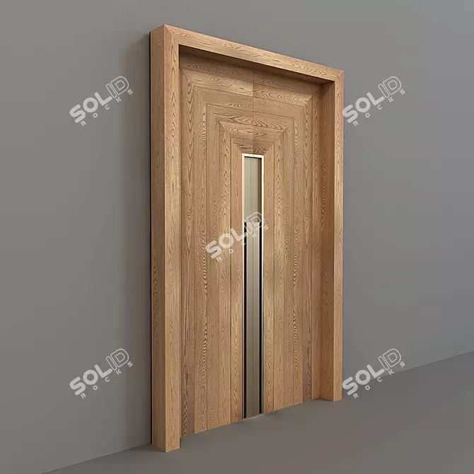  Custom Oak Wood Double-Faced Doors 3D model image 2