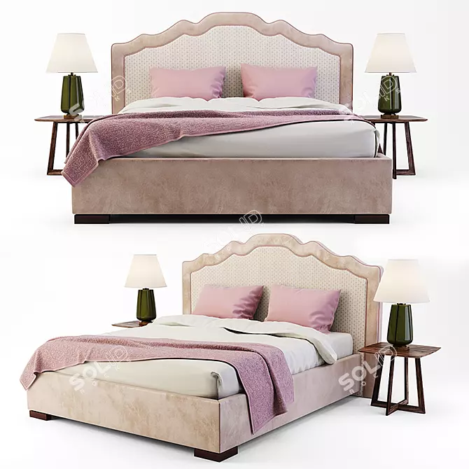Elegant Costa Bella Bed Set 3D model image 1