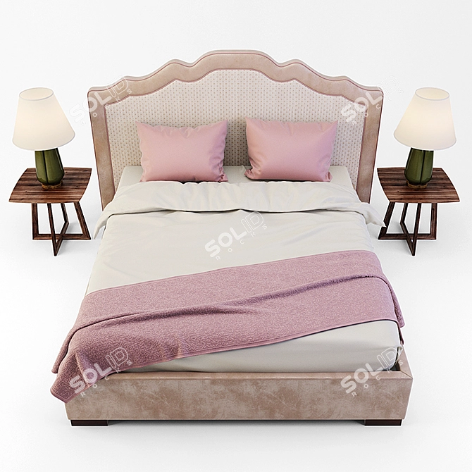 Elegant Costa Bella Bed Set 3D model image 2