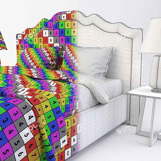 Elegant Costa Bella Bed Set 3D model image 3