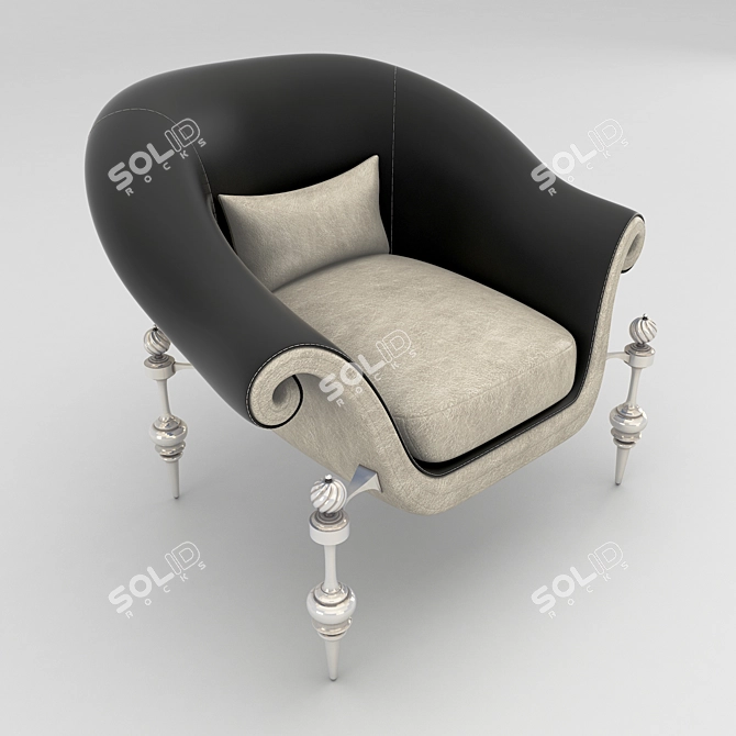 Elegant Rose Armchair: Stylish and Comfortable 3D model image 1