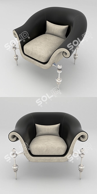 Elegant Rose Armchair: Stylish and Comfortable 3D model image 2