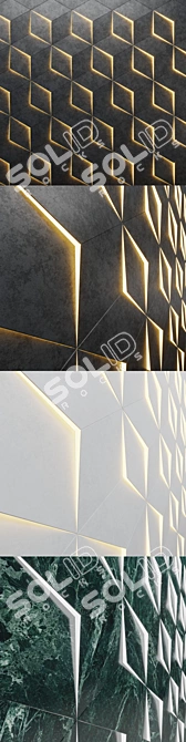 Illuminated Stone Wall Panel 3D model image 2