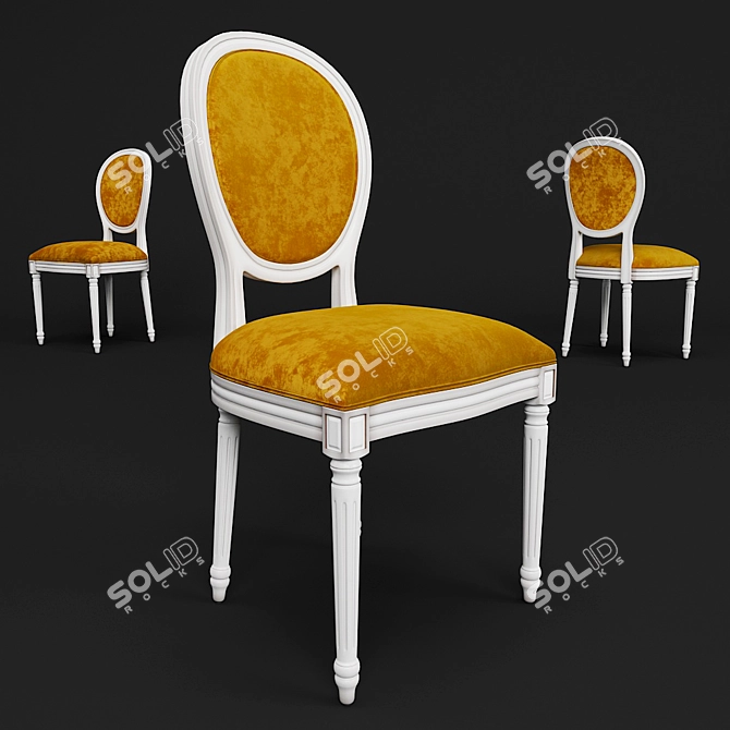 French Style Oak Dining Chair 3D model image 1