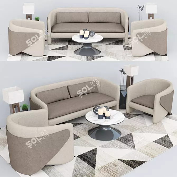 Stylish Seating Set: Thea 3D model image 1