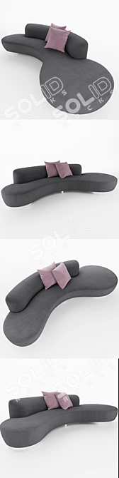 Sleek Serpentine Sofa: Vladimir Kagan 3D model image 2