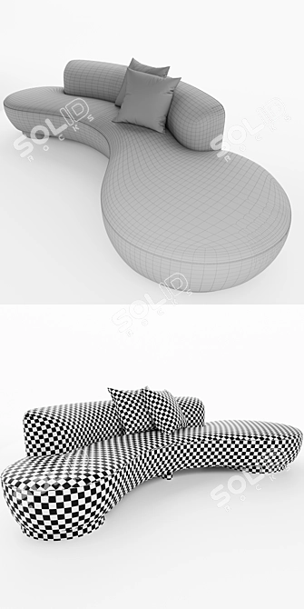 Sleek Serpentine Sofa: Vladimir Kagan 3D model image 3