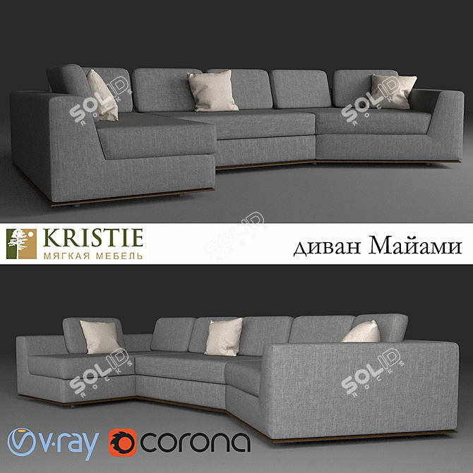 Miami Modular Sofa: Stylish Comfort 3D model image 1