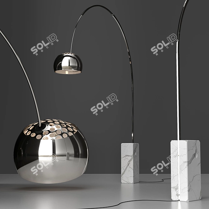 Sleek Modern Arco Floor Lamp 3D model image 1