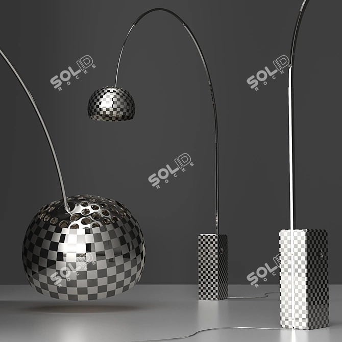 Sleek Modern Arco Floor Lamp 3D model image 2