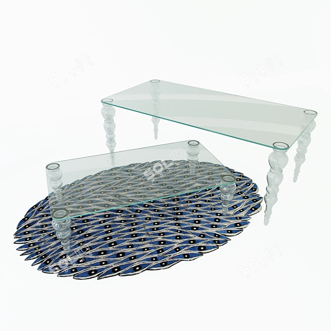 Contemporary Glas Italia Table & Customizable Rug 3D model image 1